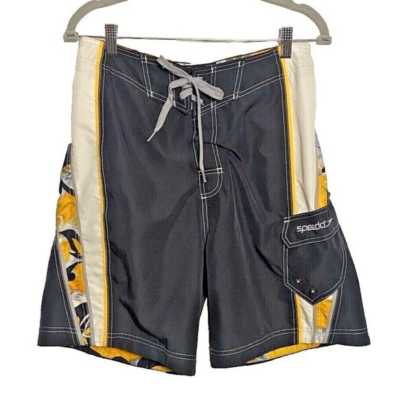 Speedo Mens Board Shorts Size Medium Swim Trunks Tropical - Picture 1 of 10